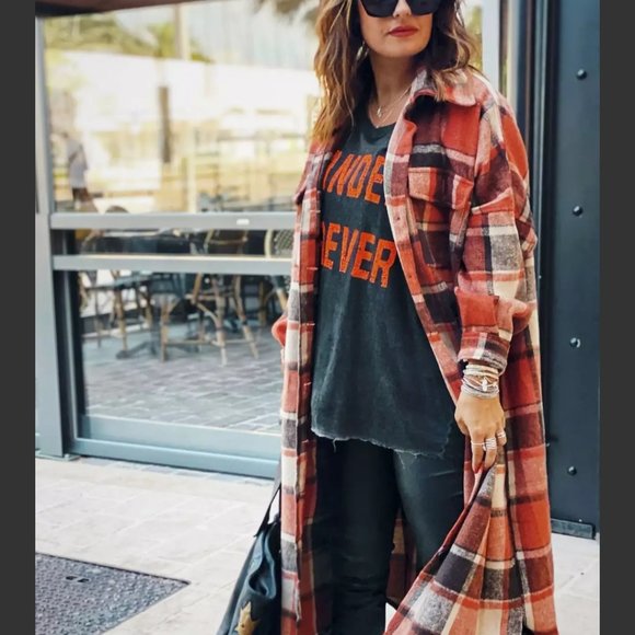 Long plaid jacket - Picture 1 of 3
